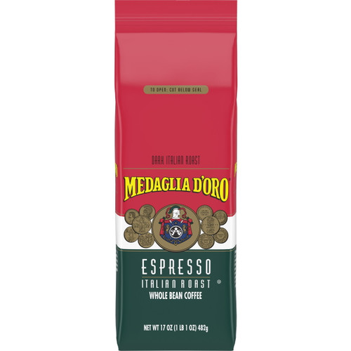 Medaglia D'oro Espresso Dark Italian Roast Whole Bean Coffee, 17 Ounce Bag (pack Of 8)