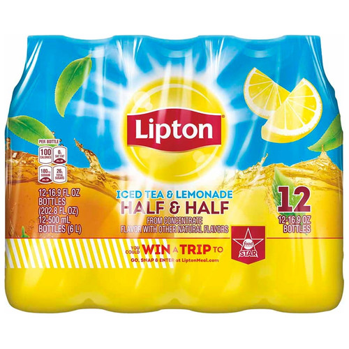 Lipton Half & Half Iced Tea And Lemonade, 16.9 Oz, 12 Pack Bottles