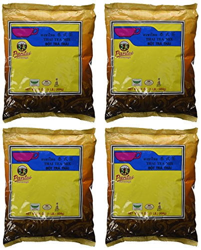 Ninechef Bundle - Pantainorasingh Thai Tea Mix 16-ounce Bags (pack Of 4) + 1 Ninechef Brand Long Handle Spoon