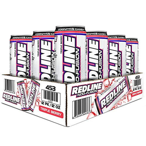Vpx Redline Noo-fusion - Carbonated Preworkout & Cognitive Enhancing - Sports Nutrition Energy Drink With Caffeine, Noo-fuel, Super Creatine, Amino Acids - 12 X 12 Fl Oz Cans (triple Berry)