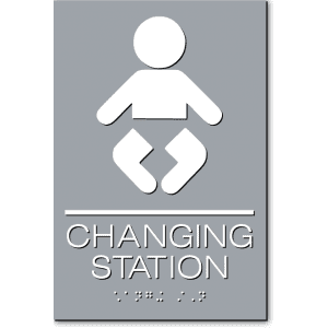 Changing Station Sign-gray / White (4 Units)