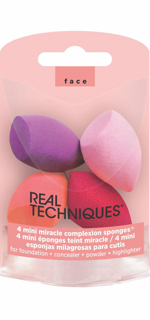 Real Techniques Miracle Mini Complexion Sponge, Travel Friendly, On The Go Makeup Blenders, For Foundation And Powders, For Nose, Under Eye, And Crease Areas, 4 Count
