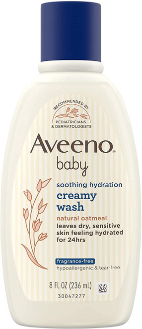 Aveeno Baby Soothing Hydration Creamy Body Wash With Natural Oatmeal, Babybath Wash For Dry & Sensitive Skin, Hypoallergenic, Fragrance-, Paraben- &tear-free Formula, 8 Fl. Oz