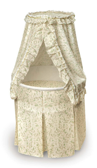 Badger Basket Empress Round Baby Bassinet, Ecru/leaf