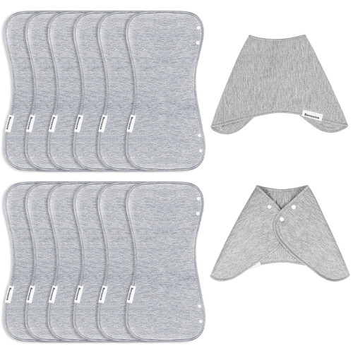 Burp Cloths & Baby Bibs 2-in-1 Design Large Size 3 Layers Thicken 100% Cotton Super Absorbent And Soft Baby Spit Up Burping Rags Baby Burp Cloth Set For Boys And Girls Solid 12 Pack(gray)