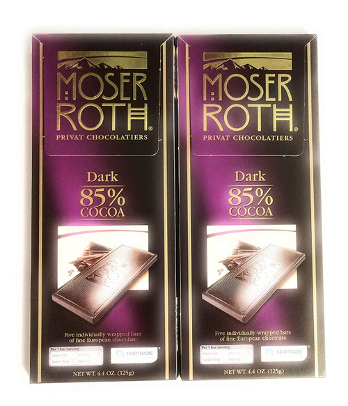 Moser Roth German Dark Chocolate Bars (85%, Pack Of 2)