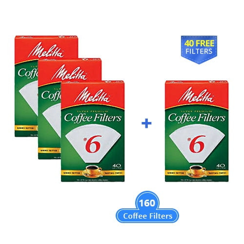 Melitta 626402 White Cone Coffee Filters 40 Counts (4 Pack)