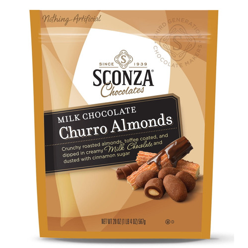 Sconza Milk Chocolate Churro Toffee Almonds (20 Oz.)