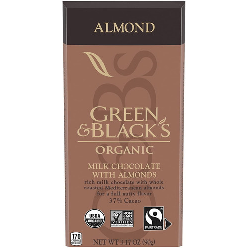 Green & Black's Organic Milk Chocolate With Almonds 3.17 Oz Pack Of 2