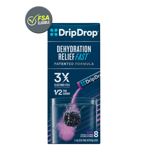 Dripdrop Electrolyte Hydration Powder Sticks, Berry, 10g Sticks, 8 Count (hsa/fsa Approved)