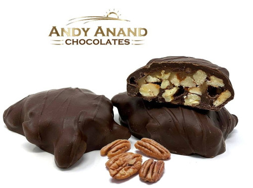 Andy Anand Sugar Free Pecan Caramel Cluster In Dark Belgian Chocolate, Gift Boxed & Greeting Card Delicious Birthday Free Air Shipping