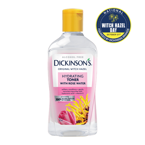 Dickinson's Enhanced Witch Hazel Hydrating Toner With Rosewater, Alcohol Free, 98% Natural Formula, 16 Fl Oz