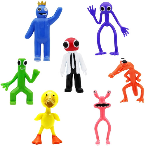 Rainbow Friends Toys Mini Action Figures Sets For Kids, 7 Pack Rainbow Friends Cake Toppers Theme Party Supplies, Cake Decorations Collection Playset