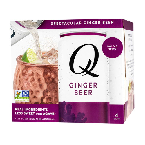 Q Canned Ginger Beer, 7.5 Oz, 4 Cans, 24 Pack