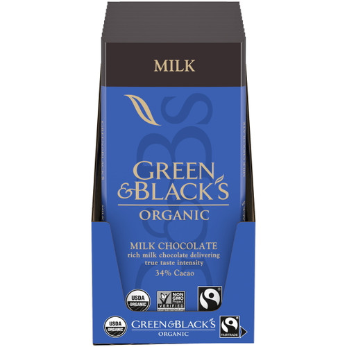 Green & Black's Organic Milk Chocolate Bar, 34% Cacao, 10 - 3.17 Oz Packs