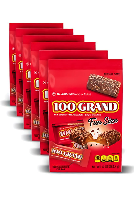100 Grand Milk Chocolate Fun Size Candy Bars, 10 Ounce, 6 Count