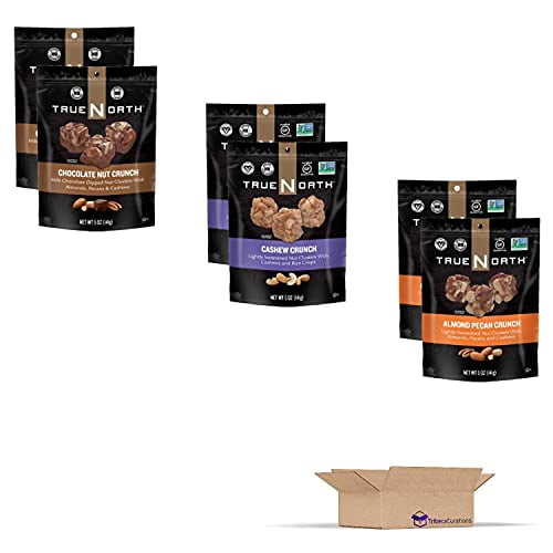 Nut Cluster Three Flavor Variety Pack Curated By Tribeca Curations | Almond Pecan, Cashew, Chocolate Nut | Pack Of 6