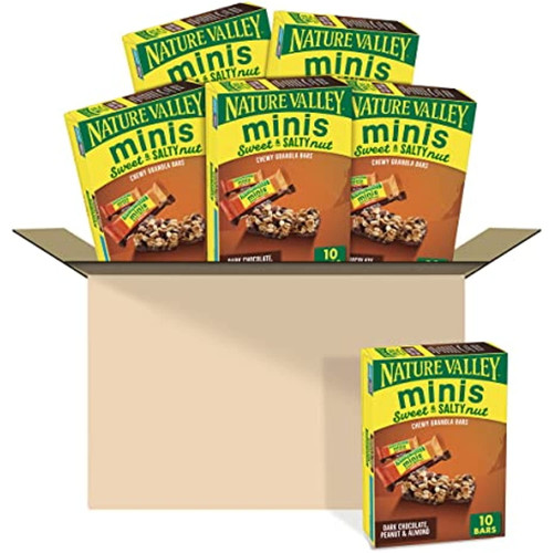 Nature Valley Sweet And Salty Minis, Dark Chocolate Peanut And Almond, 10 Ct (pack Of 6)