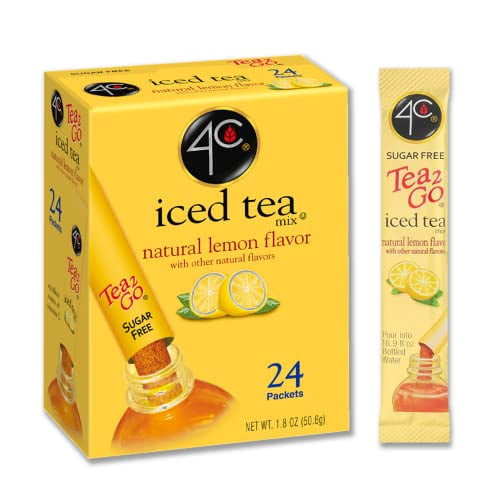 4c Powder Drink Mix Packets, Singles Stix On The Go, Refreshing Sugar Free Water Flavorings, 24 Count (lemon Tea, 1 Pack)