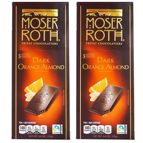 Moser Roth German Dark Chocolate Bars -orange & Almond (pack Of 2)