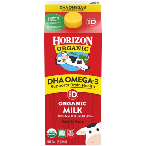 Horizon Organic Whole Dha Omega-3 Milk, Half Gallon