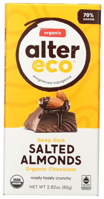 Alter Eco Americas Organic Chocolate Bar - Dark Salted Almonds , 2.82 Oz