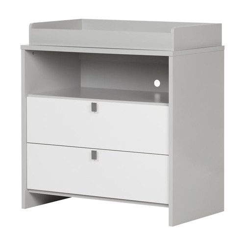 Rosebery Kids Contemporary 2 Drawer Changing Table In Soft Gray And White
