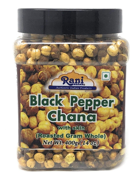Rani Roasted Chana (chickpeas) Black Pepper Flavor 14oz (400g) Pet Jar ~ All Natural | Vegan | No Preservatives | Gluten Friendly | Indian Origin | Great Snack, Ready To Eat | Seasoned With 5 Spices