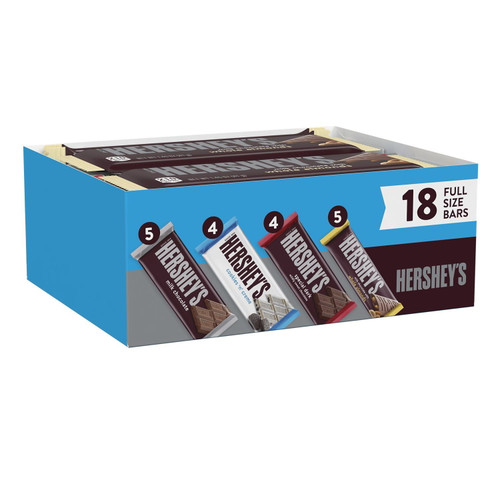 Hershey's, Assorted Milk Chocolate, Dark Chocolate And Creme Candy Bars, Individually Wrapped, 27 Oz, Bulk Variety Box (18 Bars)