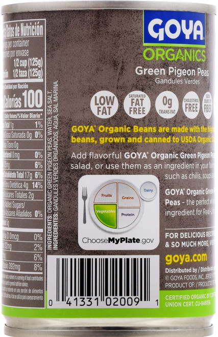Goya Organic Green Pigeon Peas 15 Oz
