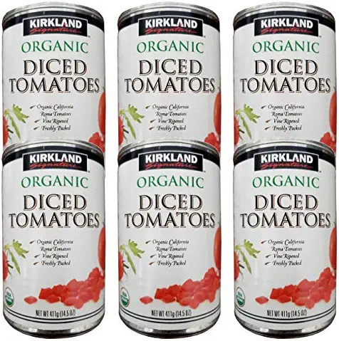 Kirkland Signature Organic Roma Vine Diced Tomatoes 6 Pack (15 Oz. Ea)
