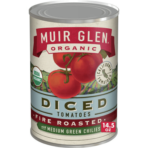 (12 Pack) Muir Glen Organic Diced Fire Roasted Tomatoes With Medium Green Chilies, 14.5 Oz