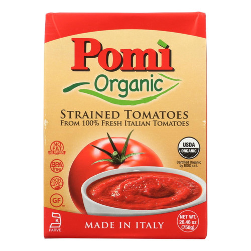 Pomi Organic Strained Tomatoes - Case Of 12 - 26.46 Oz