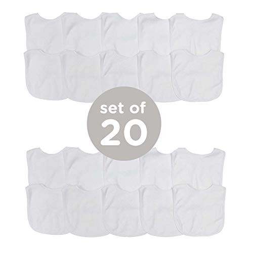 Neat Solutions 2-ply Knit Terry Solid Color Feeder Bibs In White - 20 Pack