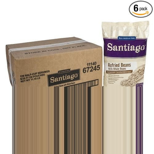 6 Packs : Santiago Whole Refried Beans - 29.77 Oz.