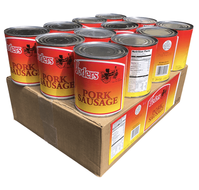 Yoders 12 Can Box Canned Pork Sausage, 28 Ounces Each