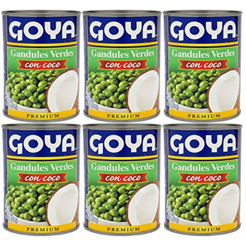 Goya Canned Green Pigeon Peas With Coconut, 15.5 Ounces (6 Pack) Gandules Con Coco