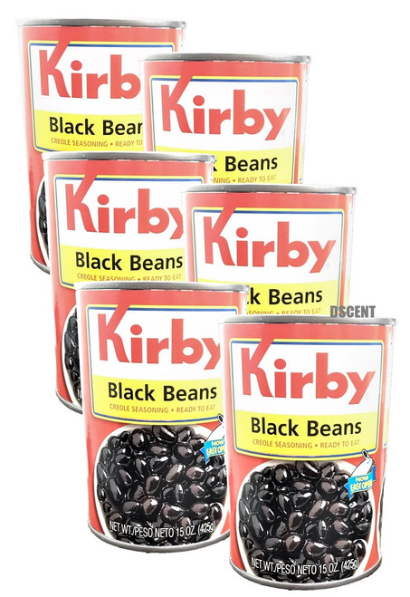6 Cans Kirby Black Beans/frijoles Negros Creole Seasoning Ready To Eat 15oz