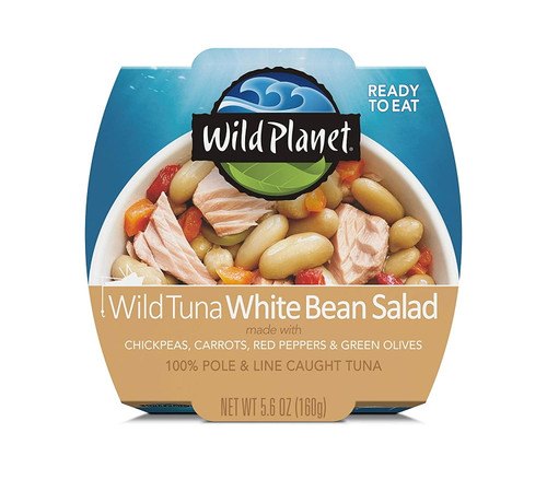 Wild Planet Ready-to-eat Wild Tuna White Bean Salad With Organic Chickpeas, Carrots, Red Peppers And Green Olives, 5.6oz, (pack Of 4)