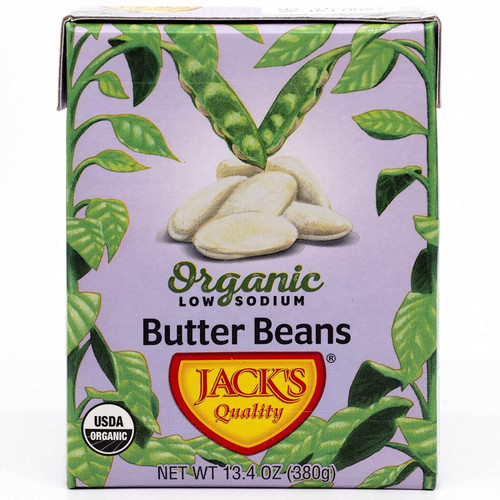 Jack’s | Organic White Butter Beans 13.4 Oz. | Filled With Protein & Fiber, Low Sodium & Non-gmo | (8 Pack)