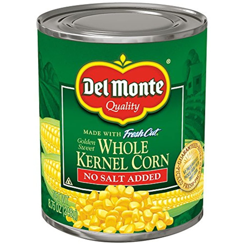 Del Monte Canned Fresh Cut Golden Sweet Whole Kernel Corn No Salt Added, 8.75-ounce (pack Of 12)