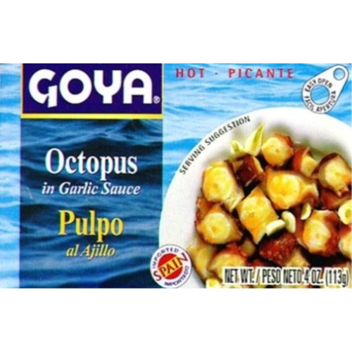 Goya Jumbo Squid Pieces, In Garlic Sauce, Hot, 4 Oz