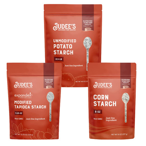 Judees Small Gluten-free Starch Bundle: Expandex 11.25 Oz, Potato Starch 2.5 Lb, Corn Starch 2.5 Lb