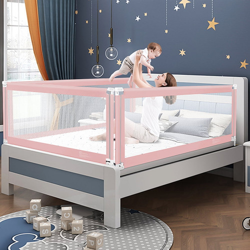 Bed Rails For Toddlers,upgraded Extra Long Bed Guardrail For Kids Great Fit For Twin, Double, Full-size Queen & King Mattress, One Side 59"/70''/78'' X 37", Grey/pink/green