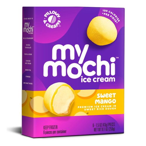 My/mochi Ice Cream Sweet Mango, 6 Count 1.5oz Pieces