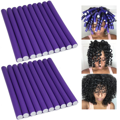 20 X Large Hair Curlers Flex Rods Spiral Twist Curls Wavy Soft Flexi Foam Roller