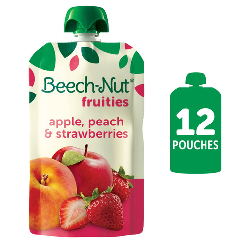 Beech-nut Fruities Non-gmo Stage 2 Baby Food, Apple Peach & Strawberries, 3.5 Oz Pouch, 12 Pack