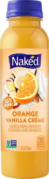 Naked Juice Orange Vanilla Crème Flavored Almond Milk Smoothie, 12oz Bottle