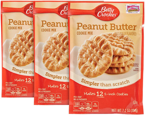 Betty Crocker Snack Size Cookie Mix-peanut Butter-7.2 Oz-3 Pack
