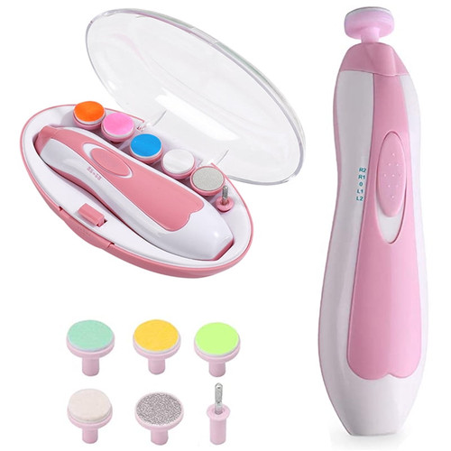 Obosoe Electric Baby Nail File,6 In 1 Safe Baby Nail Trimmer Manicure Kit Baby Nail Clipper With Light,baby Nail Grinding Care Toe Trimming Polish Set,infant Products
